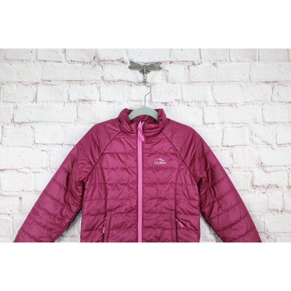 LL Bean Pink Quilted Waterproof Full Zipper All-Season Jacket Size M 5-6 - Picture 3 of 10